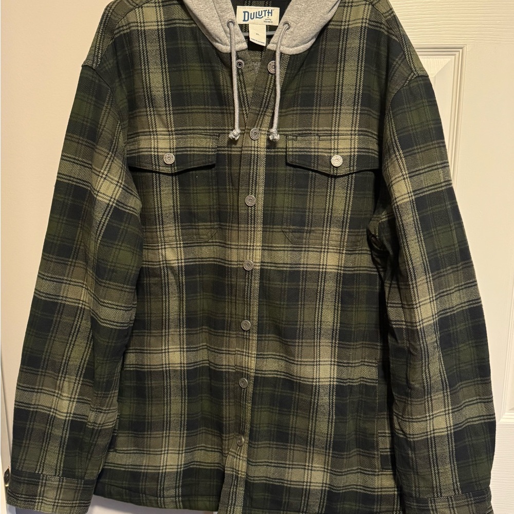 Duluth Green Plaid Lined Jacket with Hood